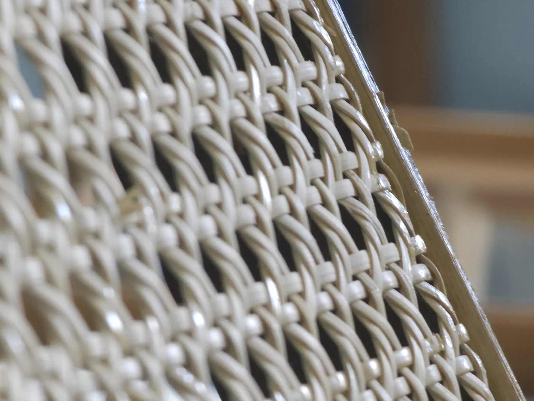 Close-up of an interlaced cane weave
